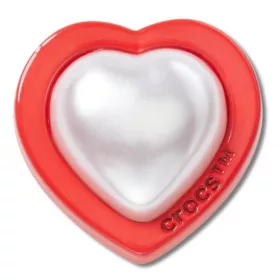 Crocs Gyöngy szív piros kerettel Jibbitz