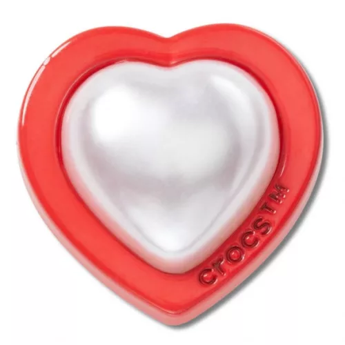 Crocs Gyöngy szív piros kerettel Jibbitz MC