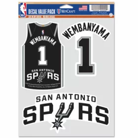   WinCraft - NBA Multi Use 3 Fan Pack Decal Victor Wembanyama San Antonio Spurs MC