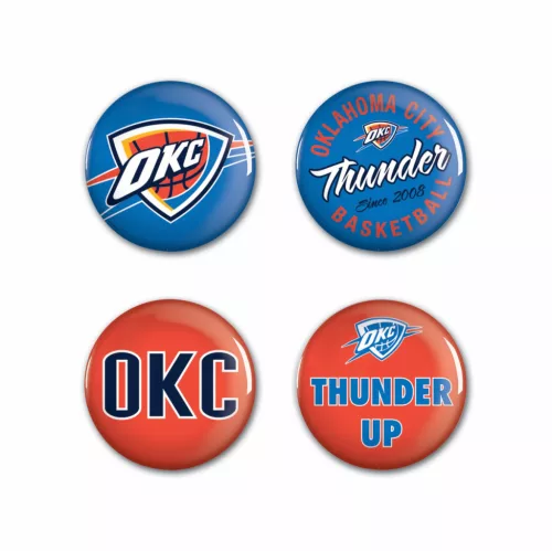 WinCraft NBA Oklahoma City Thunder Button 4 Pack Multicolor ONE