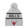 NEW ERA NBA CHICAGO BULLS JAKE CUFF BOBBLE BEANIE HAT LIGHT GREY