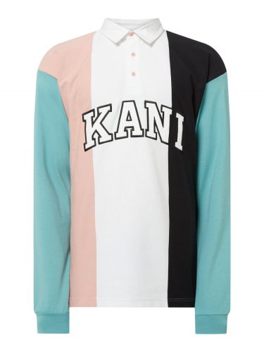 KARL KANI COLLEGE BLOCK RUGBY SHIRT white/turquoise/pink/black
