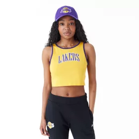   New Era NBA Team Wordmark Los Angeles Lakers Womens Crop Tank Top Yellow