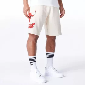 New Era NBA Chicago Bulls Bubble Script Shorts Light Beige
