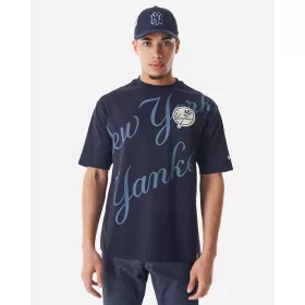   New Era MLB New York Yankees Script Graphic Oversized Tee Navy