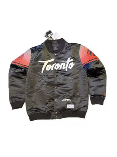 New Era Toronto Raptors 2025/26 City Edition Full Snap Satin Jacket Black