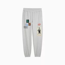 Puma Hooptopia Graphic Sweatpants Light Gray Heath