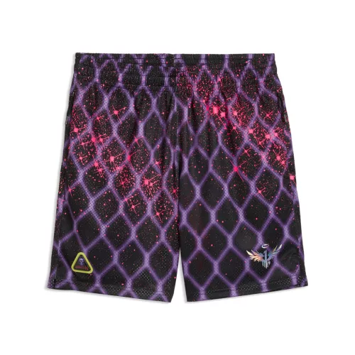 Puma Melo Asteriks Printed Mesh 7" Basketball Shorts Purple L