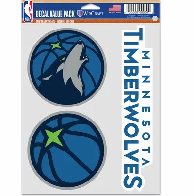 WinCraft - NBA Multi Use 3 Fan Pack Decal Minnesota Timber MC ONE