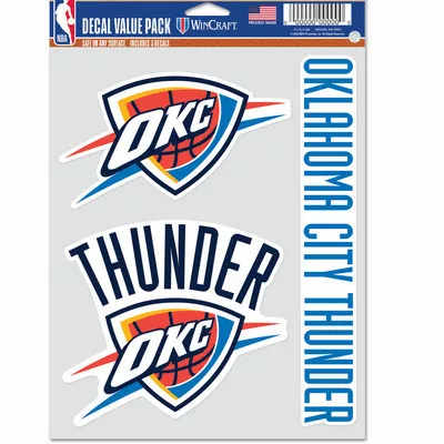 WinCraft - NBA Multi Use 3 Fan Pack Decal Oklahoma City Thun MC ONE