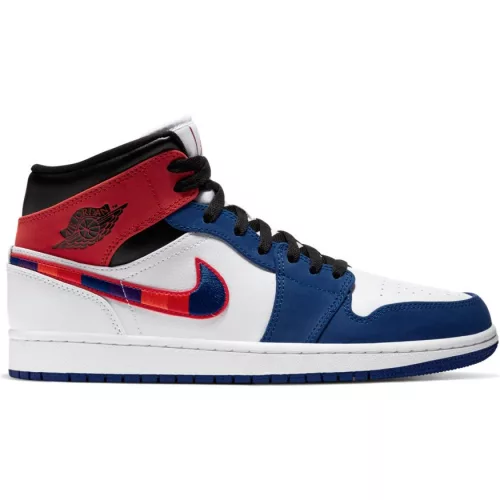 AIR JORDAN 1 MID SE WHITE/UNIVERSITY RED-RUSH BLUE-BLACK