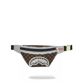 Sprayground Cream And Brown Tear Check Savvy Crossbody Brown