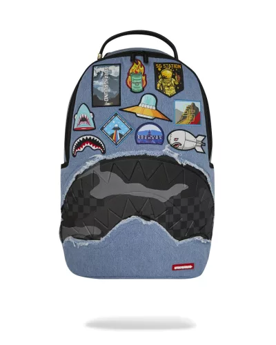 Sprayground Denim Tear 3 Am Patches Backpack Blue