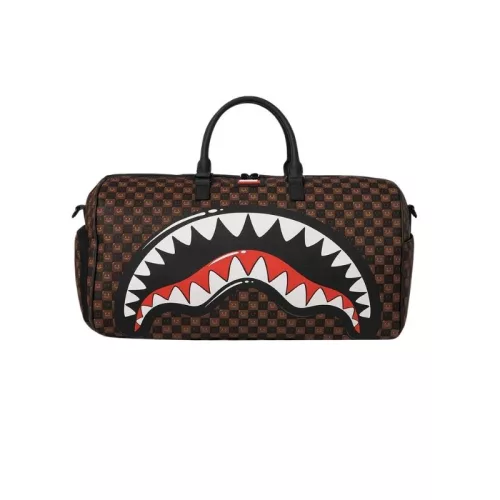 Sprayground Sharks In Paris Wtf Bubble Brown Check Duffle Brown