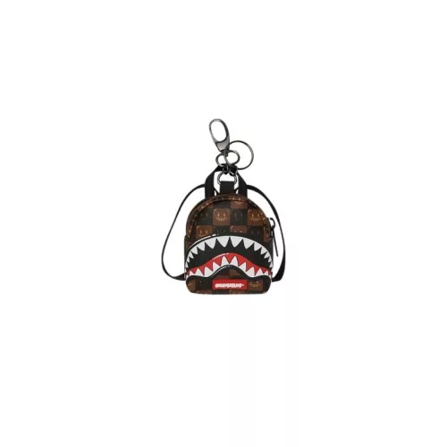 Sprayground Sharks In Paris Wtf Bubble Brown Check Backpack Keychain Brown