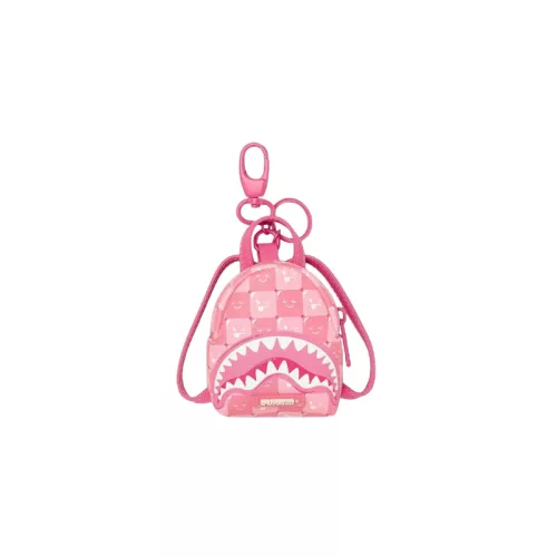 Sprayground Pink New Check Faces Backpack Keychain Pink One