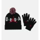 Jordan Kids Jan Hbr Pom Beanie Set Kit Black 8-20YR