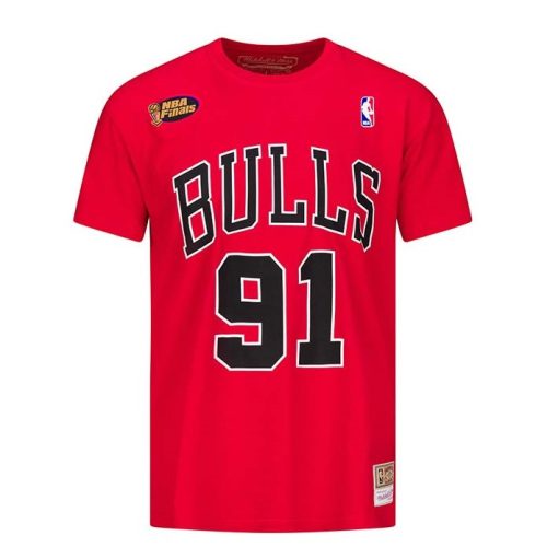 MITCHELL & NESS CHICAGO BULLS DENNIS RODMAN NAME & NUMBER TEE RED