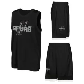   NBA San Antonio Spurs Tank & Short Poly Interlock TA Set Black