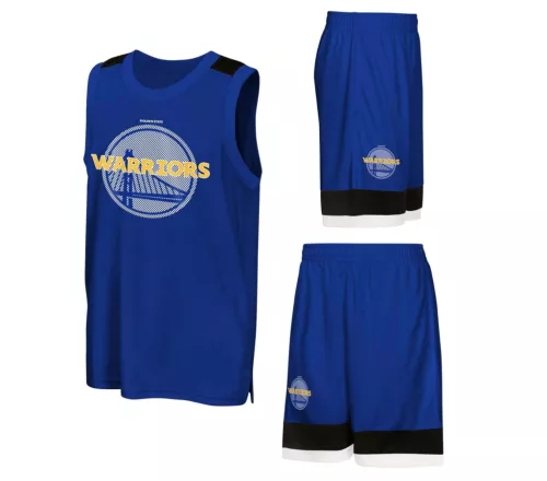 NBA Golden State Warriors Tank & Short Poly Interlock Set Blue 4-5YR