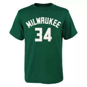   Nike NBA Milwaukee Bucks Antetokounmpo Giannis Name And Number SS Tee Green