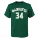 Nike NBA Milwaukee Bucks Antetokounmpo Giannis Name And Number SS Tee Green L