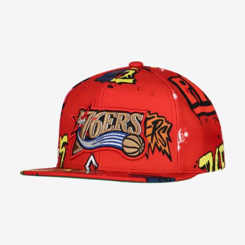 MITCHELL & NESS PHILADELPHIA 76ERS Mens High Crown Structured Snapback Red