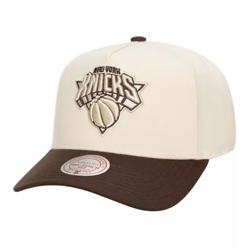 Mitchell & Ness NBA New York Knicks Brown And Cream Pro Snapback Cream ONE