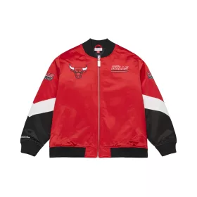   Mitchell & Ness NBA Chicago Bulls Triple Check Heavyweight Satin Jacket Red