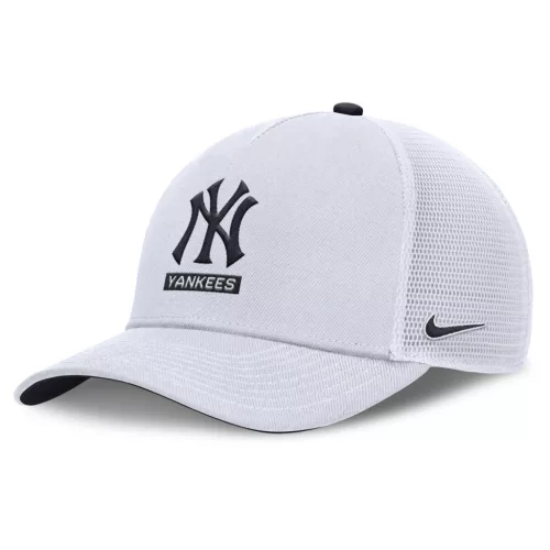 Nike MLB New York Yankees Primetime Dri-Fit Rise Structured 5 Panel Trucker Cap White 10A/Pitch Blue 4FA/White 10A