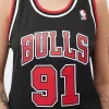 MITCHELL & NESS NBA CHICAGO BULLS DENNIS RODMAN WOMENS SWINGMAN JERSEY BLACK