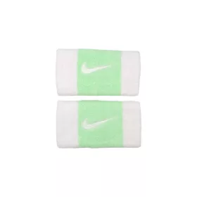   Nike Swoosh Doublewide Wristbands 2 Pk White/Vapor Green/White