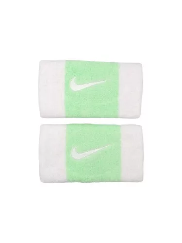 Nike Swoosh Doublewide Wristbands 2 Pk White/Vapor Green/White