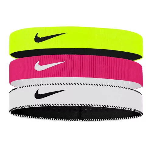 Nike Flex Classic Wide Headbands 3Pk Volt/Vivid Pink/Black