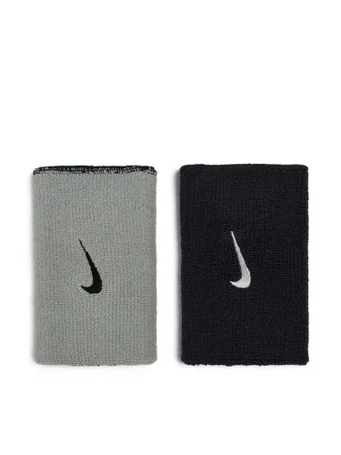 Nike Dri-Fit Home & Away Doublewide Wristbands 2Pk Black/Base Grey