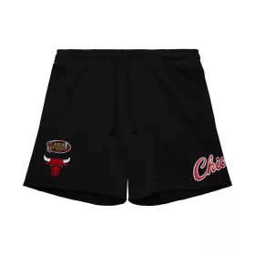   MITCHELL & NESS NBA POSTGAME FLEECE SHORTS VINTAGE LOGO CHICAGO BULLS BLACK