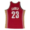 MITCHELL & NESS CLEVELAND CAVALIERS LEBRON JAMES 2003-04' #23 ROAD SWINGMAN 2.0 JERSEY DARK RED