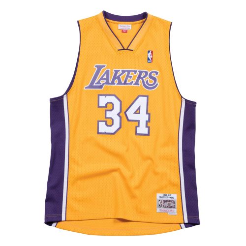 MITCHELL & NESS LOS ANGELES LAKERS SHAQUILLE O'NEAL 99-00' #34 HOME SWINGMAN 2.0 JERSEY LIGHT GOLD