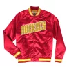 MITCHELL & NESS NBA HOUSTON ROCKETS LIGHTWEIGHT SATIN JACKET SCARLET