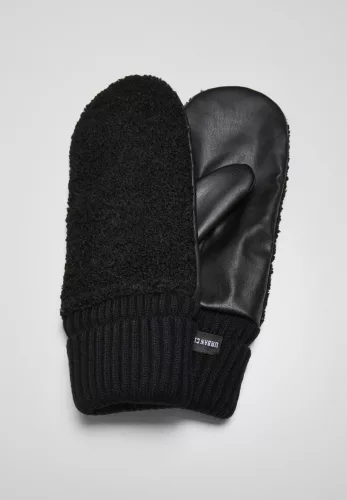 URBAN CLASSICS SHERPA IMITATION LEATHER GLOVES BLACK