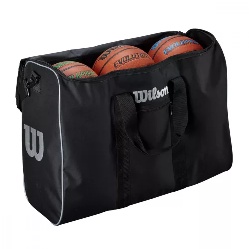 WILSON 6 BALL TRAVEL BSKT BAG BLACK/SILVER one