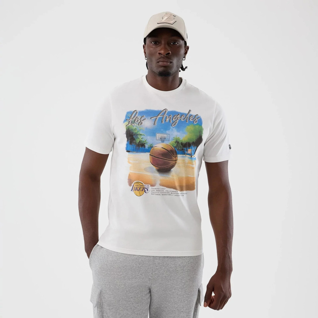 New Era NBA Los Angeles Lakers Beach Graphic T-Shirt White M