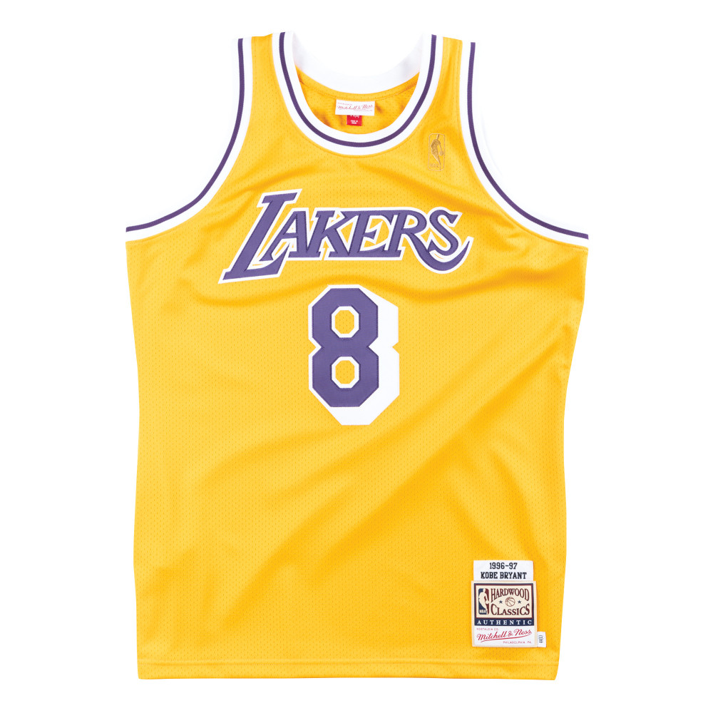 MITCHELL & NESS NBA LOS ANGELES LAKERS KOBE BRYANT '96-'97 AUTHENTIC JERSEY LIGHT GOLD