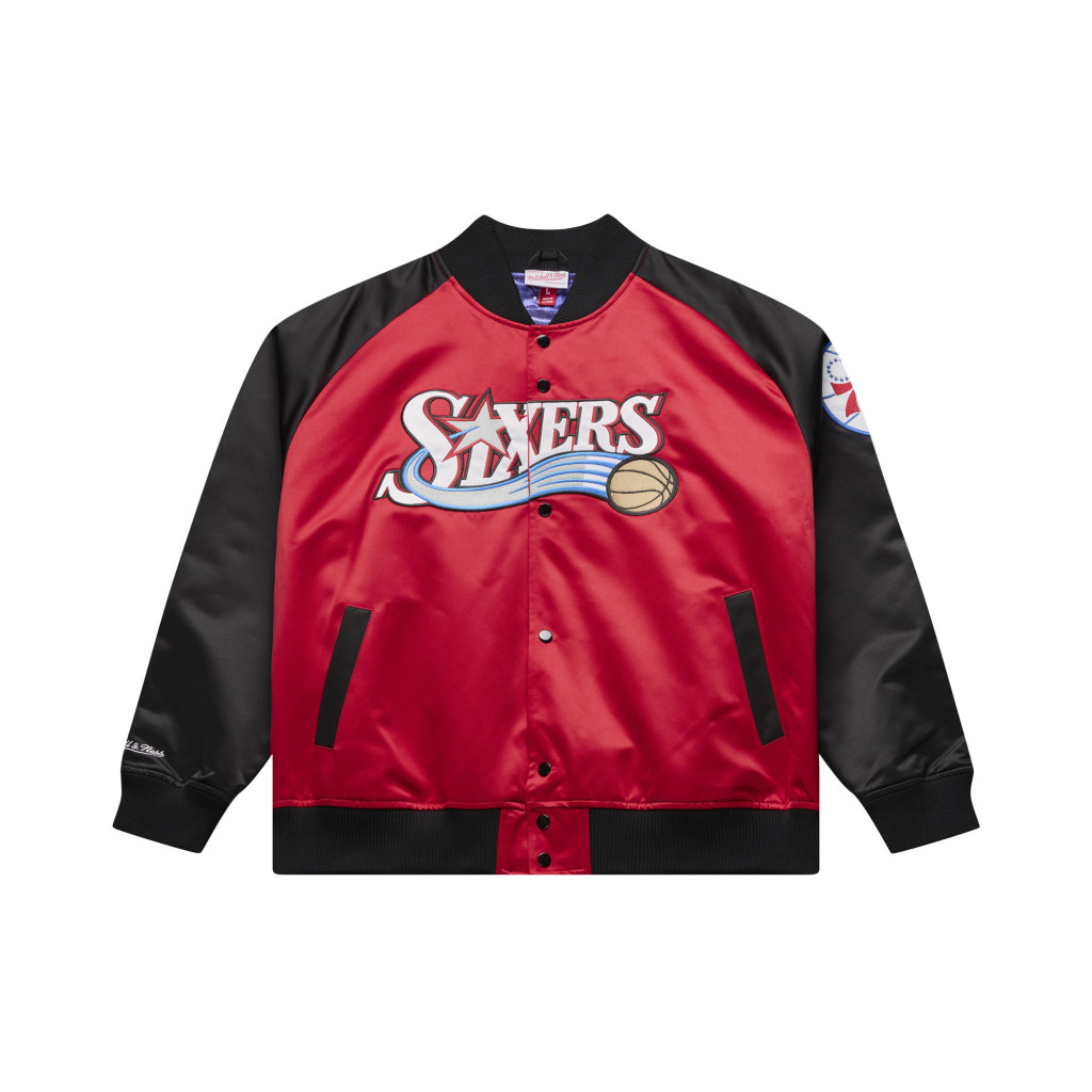 Mitchell & Ness NBA Philadelphia 76Ers Allen Iverson Player Lightweight Satin Jacket SCARLET-BLACK