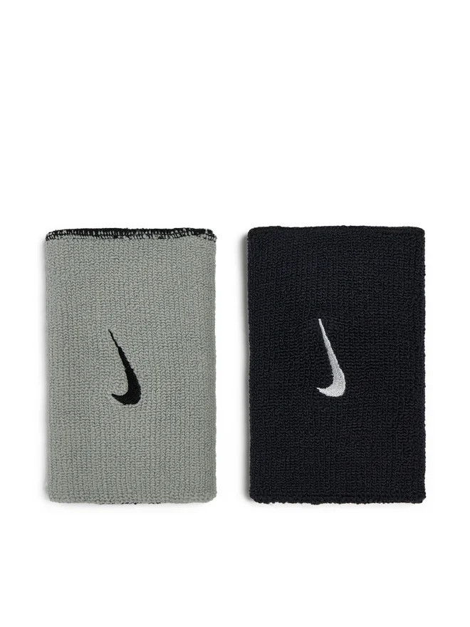 Nike Dri-Fit Home & Away Doublewide Wristbands 2Pk Black/Base Grey
