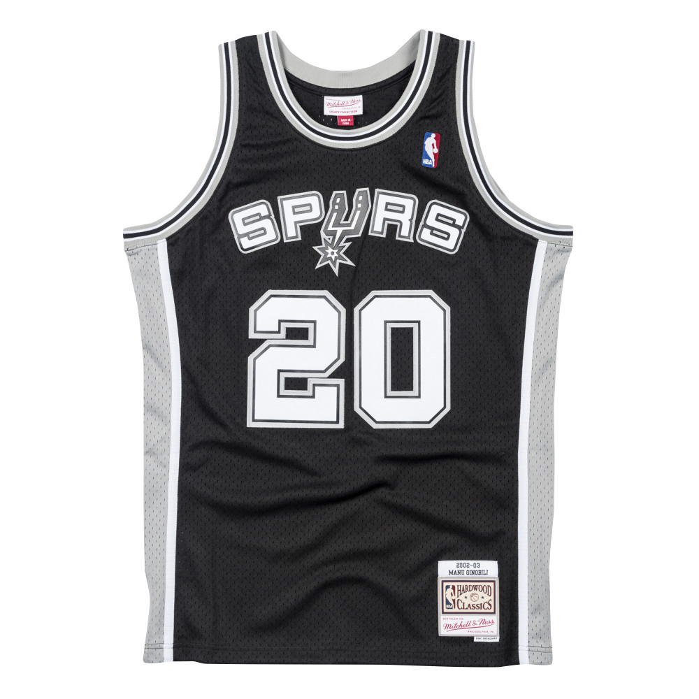 MITCHELL & NESS SAN ANTONIO SPURS MANU GINOBILI #20 SWINGMAN JERSEY BLACK/BLACK M
