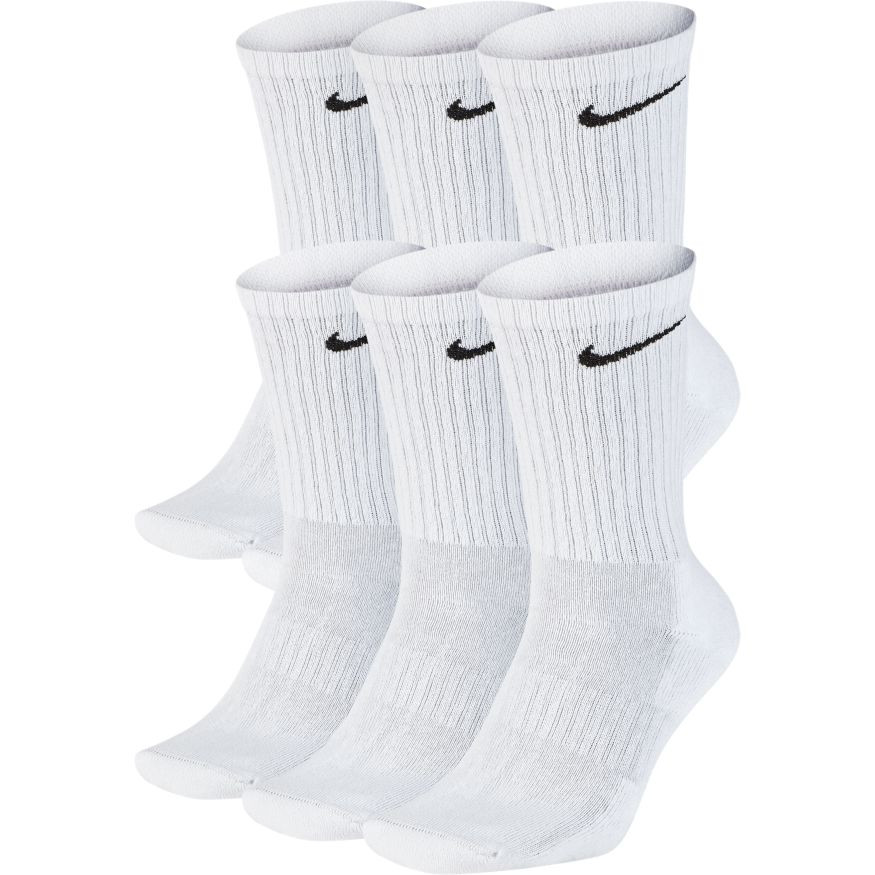 NIKE EVERYDAY CUSHIONED CREW 6PR SOCKS WHITE/BLACK